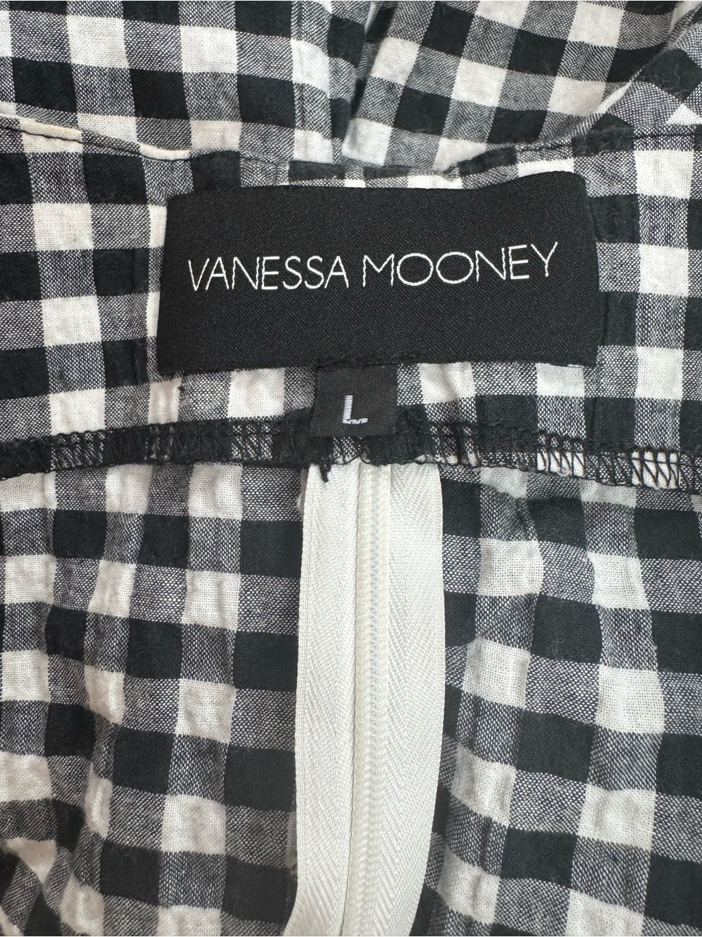 VANESSA MOONEY Gingham Crop Top Black White L - Picture 7 of 8